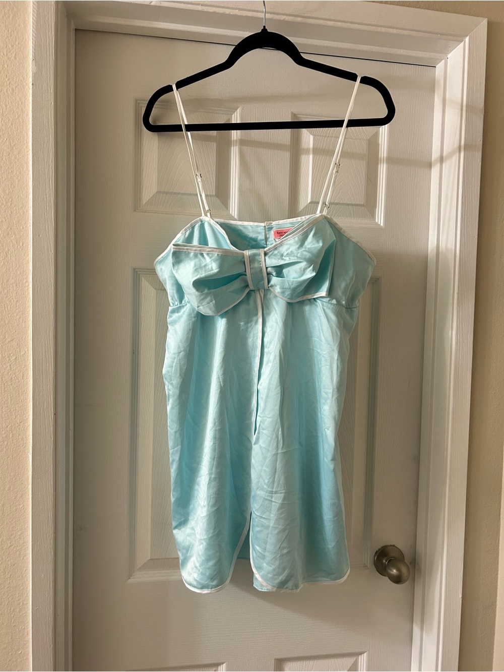 kate spade Light Blue Bow-Front Satin Chemise